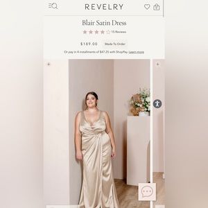 Like new Revelry Blair Satin dress gold champagne